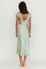 Loveland Cap Sleeve Cowl Back Midi Dress Sage
