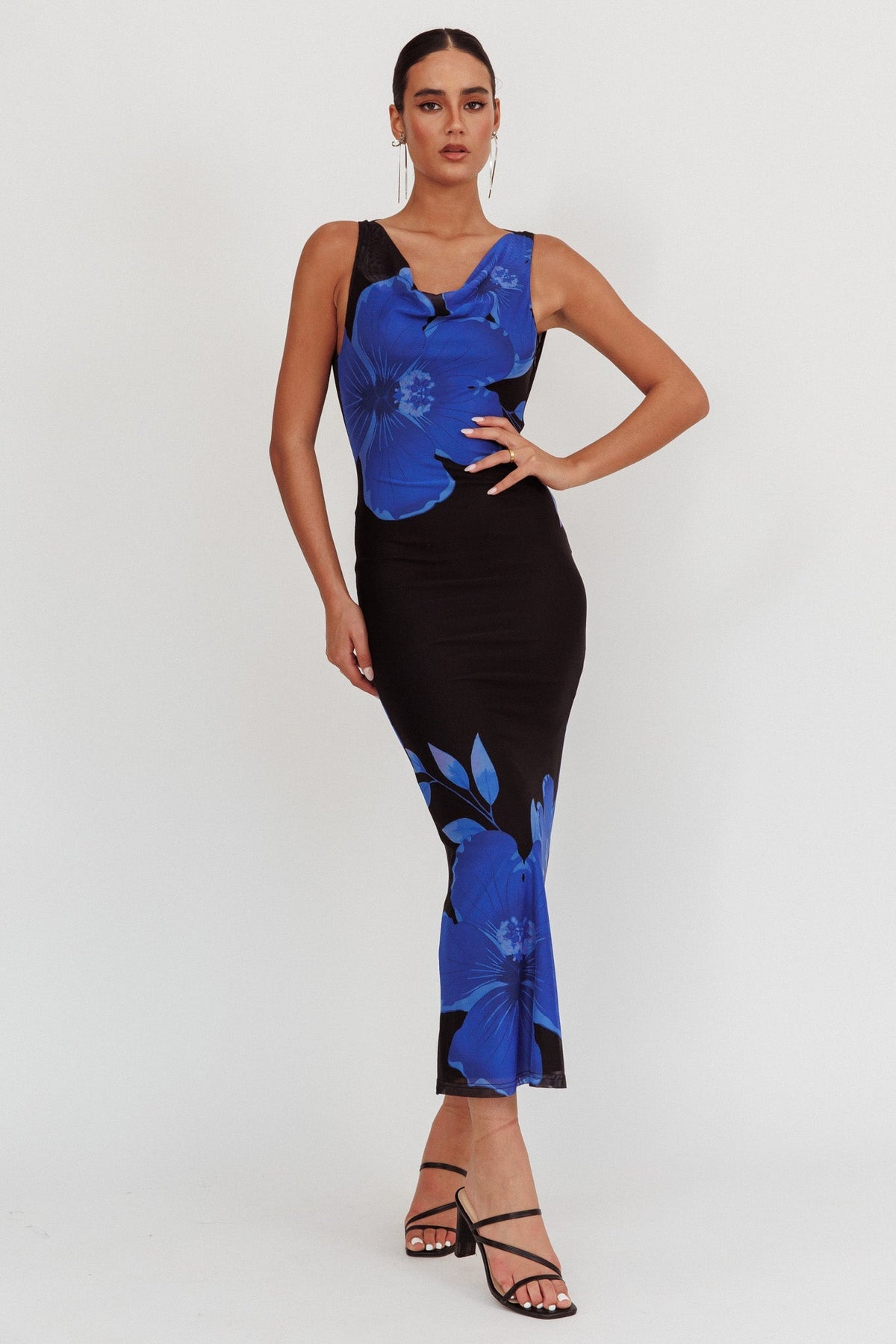 Cassiopeia Open Back Maxi Dress Hibiscus Blue