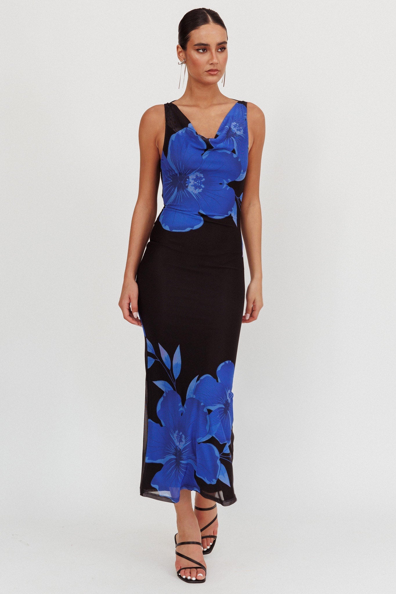 Cassiopeia Open Back Maxi Dress Hibiscus Blue