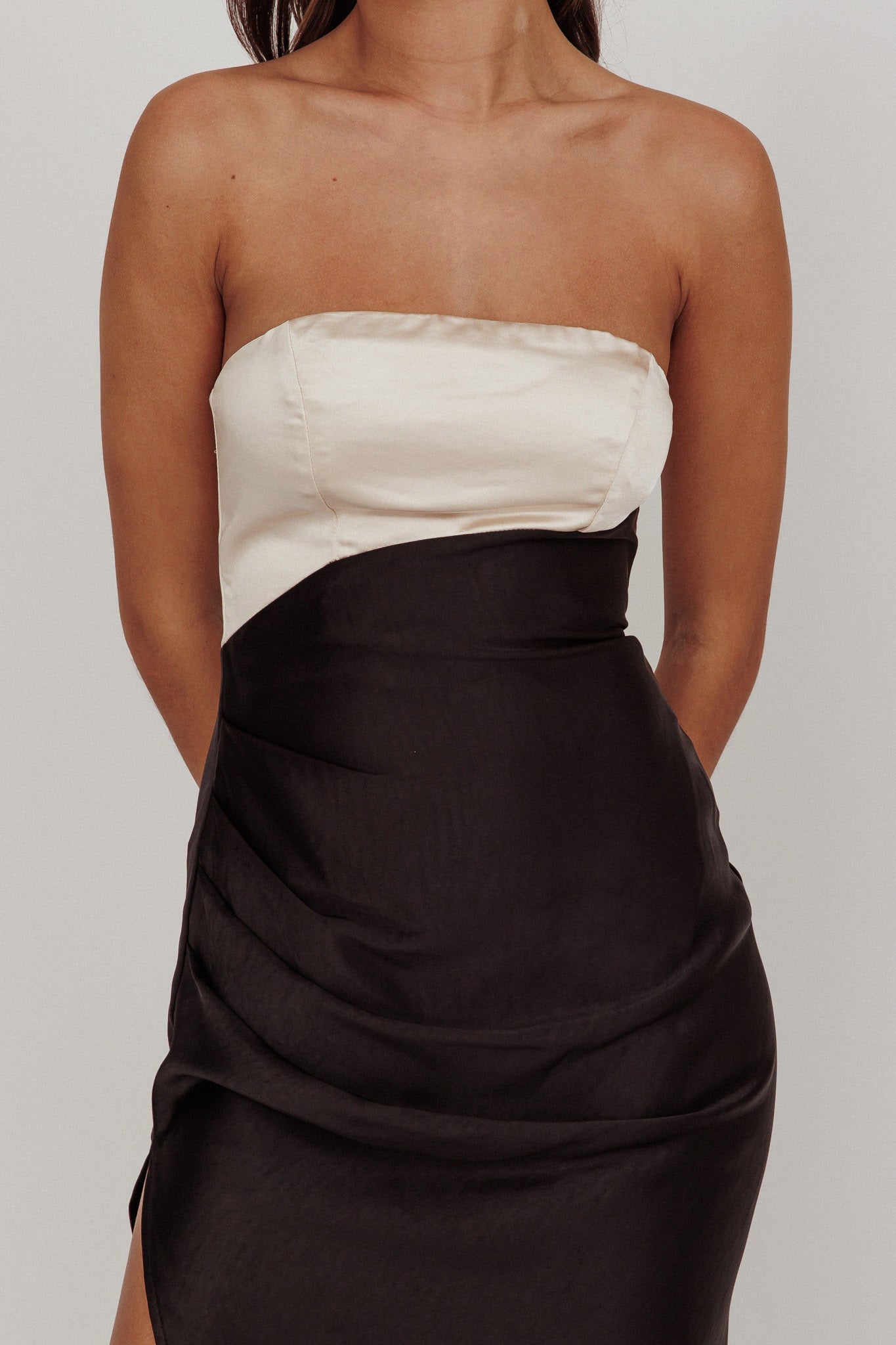 Kamillia Strapless Split Maxi Dress Black