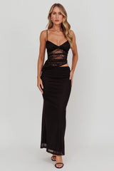 Lorely Lace Bodice Maxi Dress Black