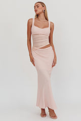 Lorely Mesh Waist Maxi Dress Baby Pink