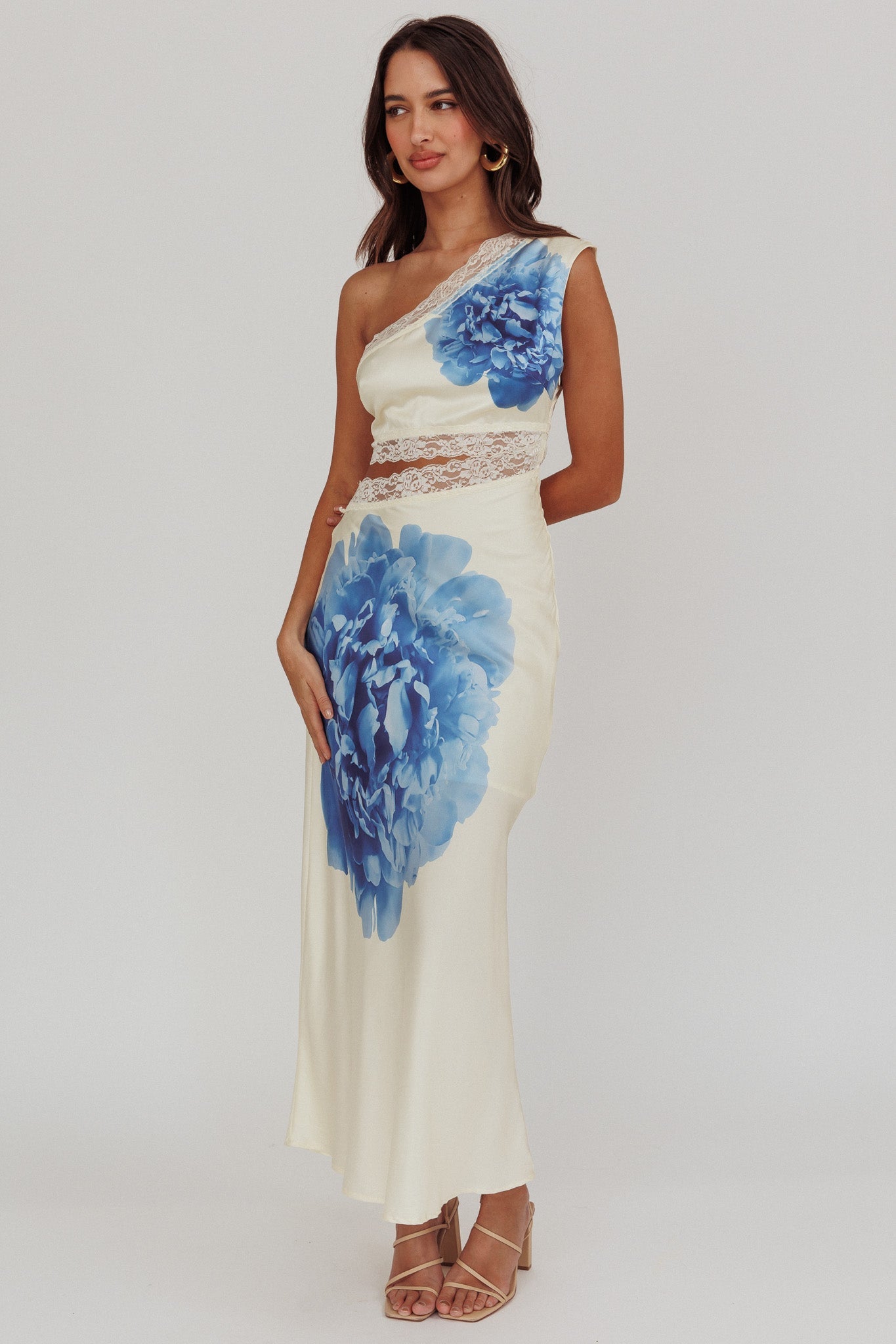 Mahli One-Shoulder Cut-Out Maxi Dress Ivory