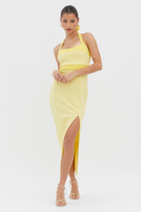 Canary Islands Halterneck Midi Dress Yellow