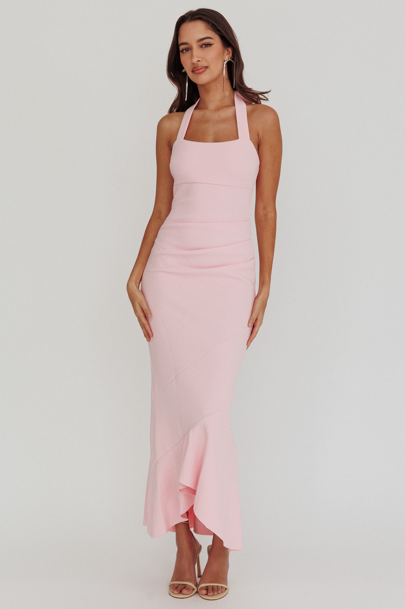 Fire Of Stars Halterneck Midi Dress Pink