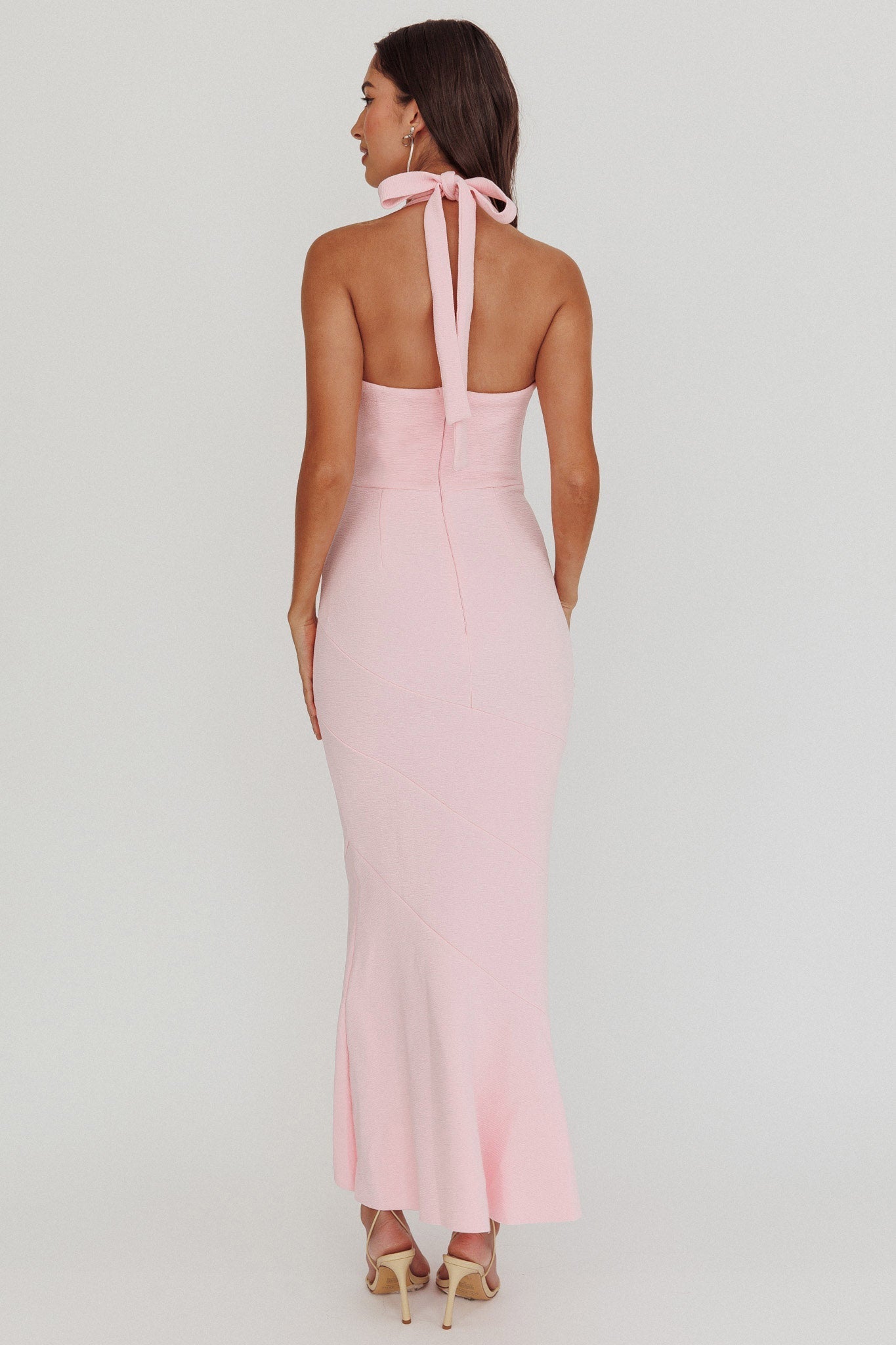 Fire Of Stars Halterneck Midi Dress Pink