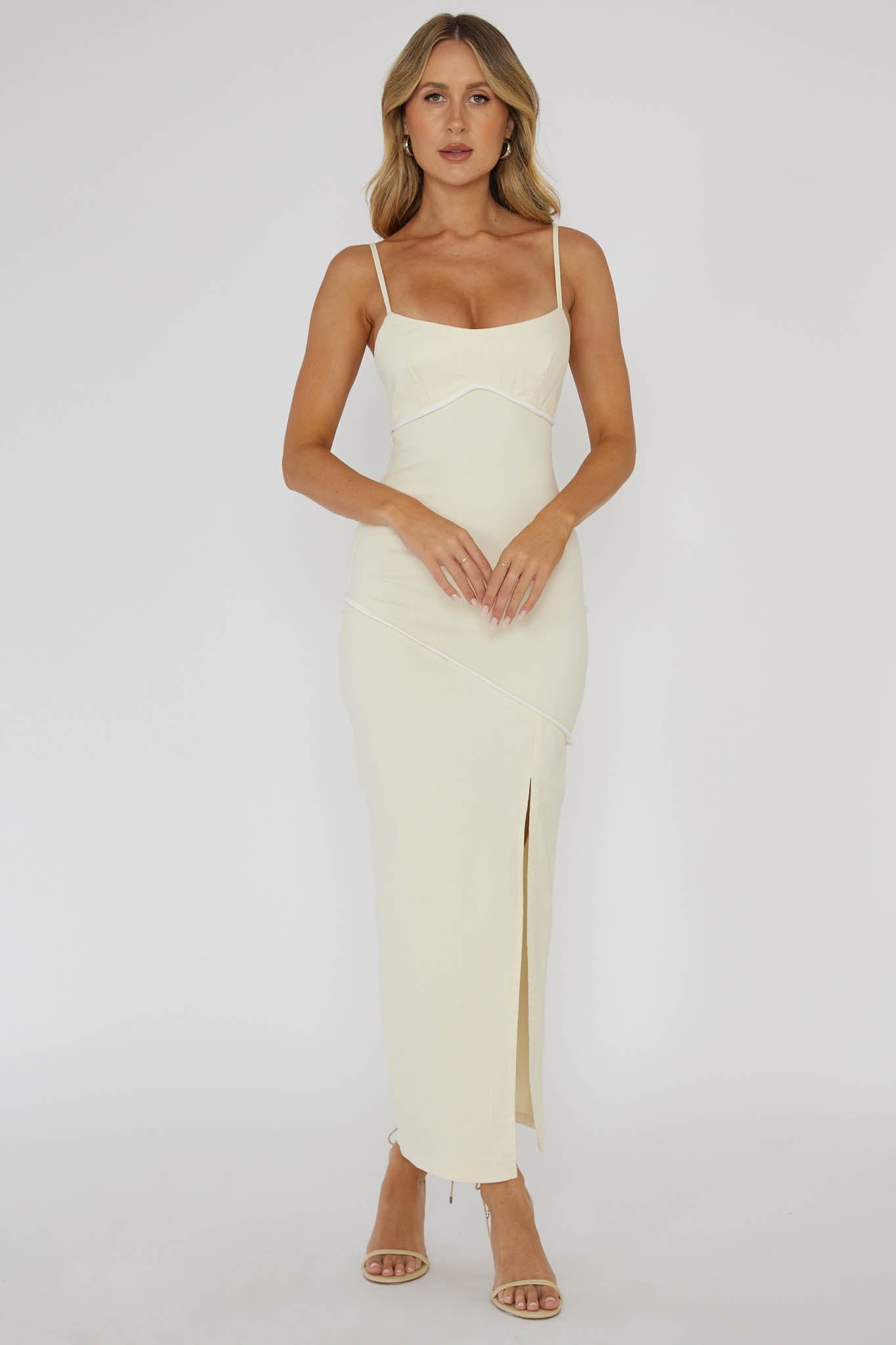 Blair Piping Trim Midi Dress Butter