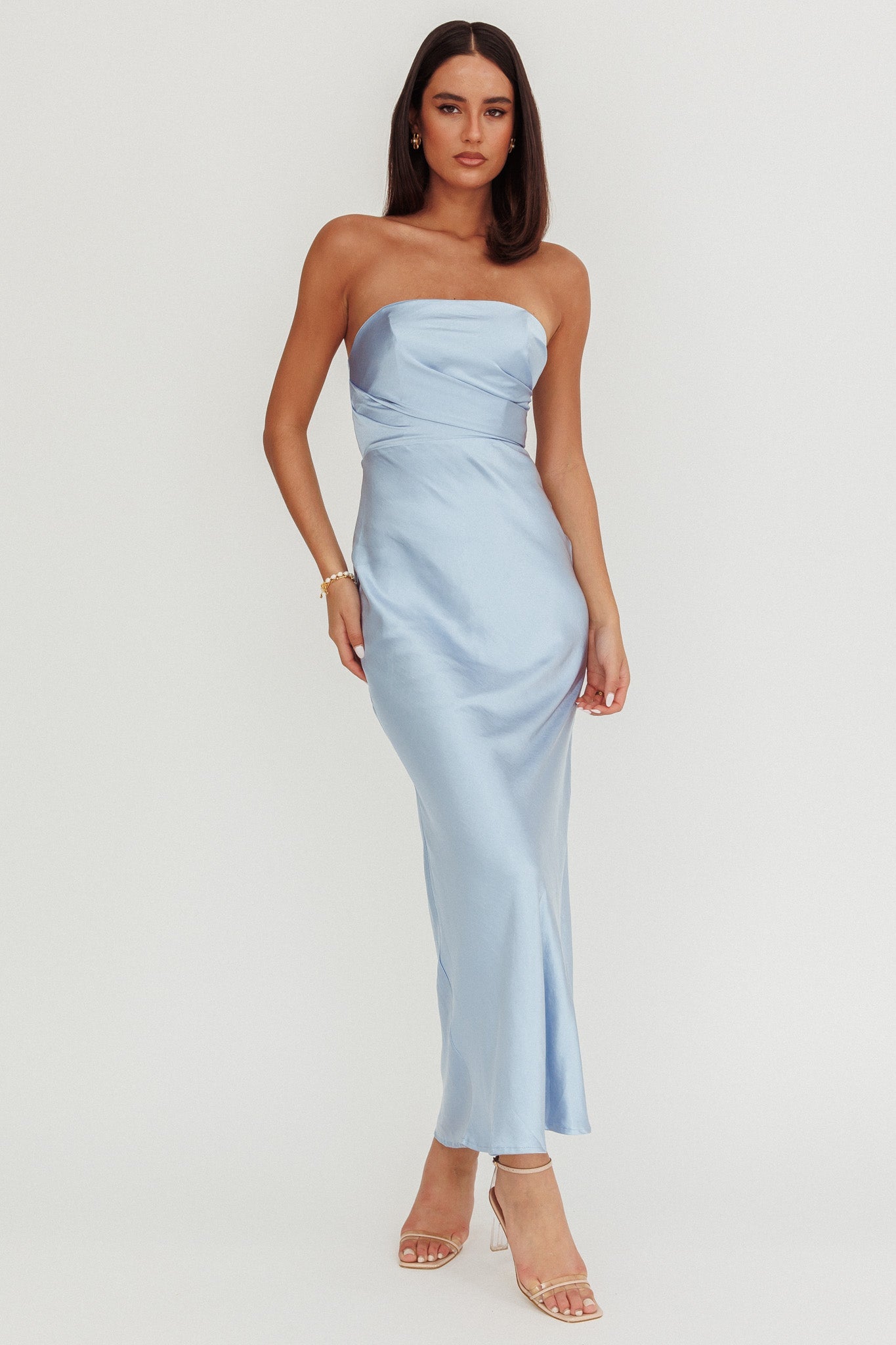 City Of Stars Strapless Maxi Dress Baby Blue