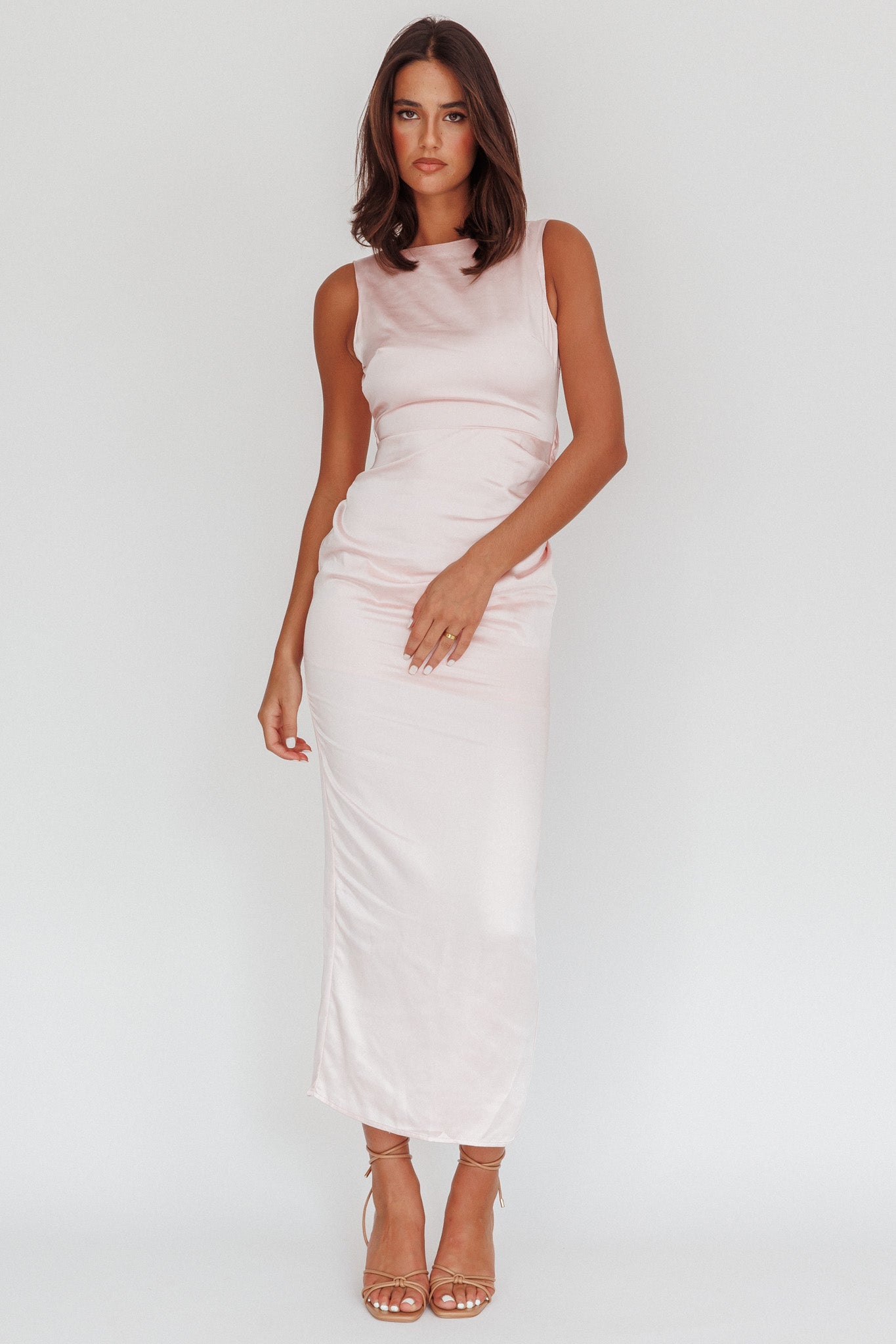Leila Boat Neck Midi Dress Pink