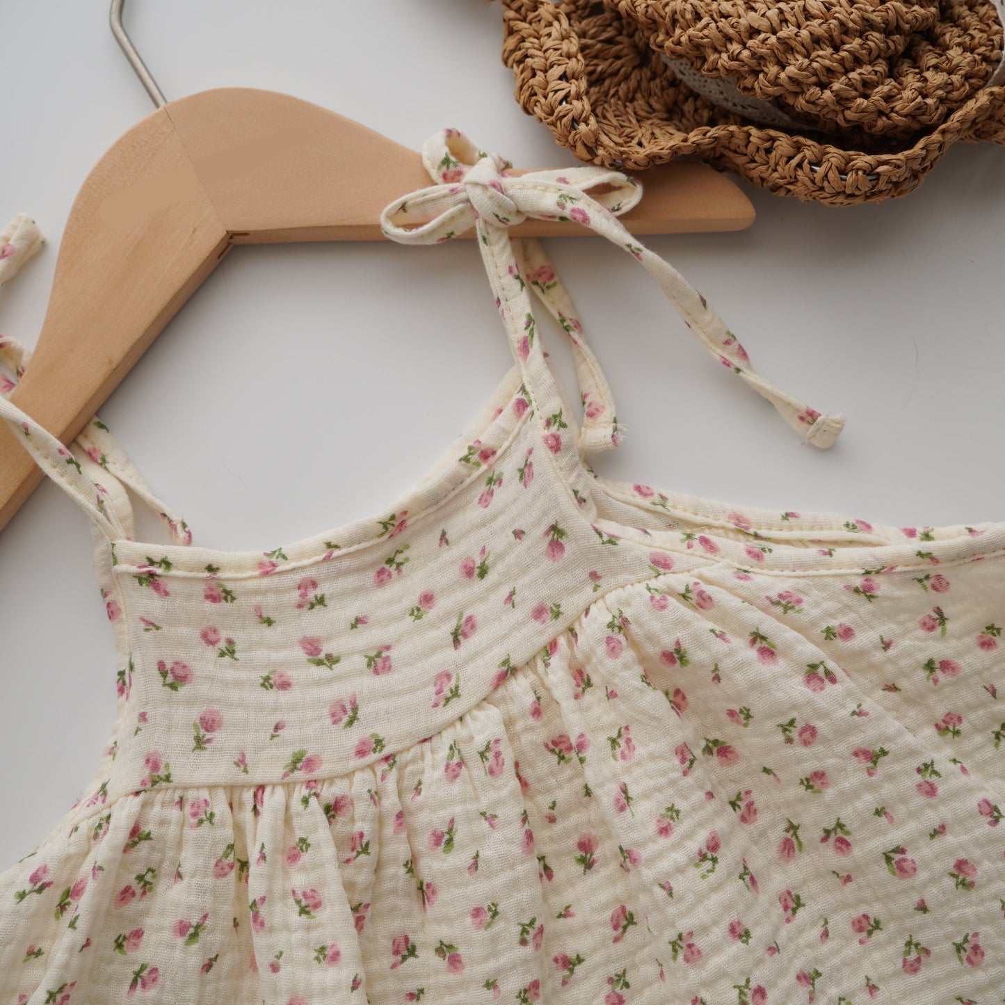 Cotton Rose Self Tie Dress