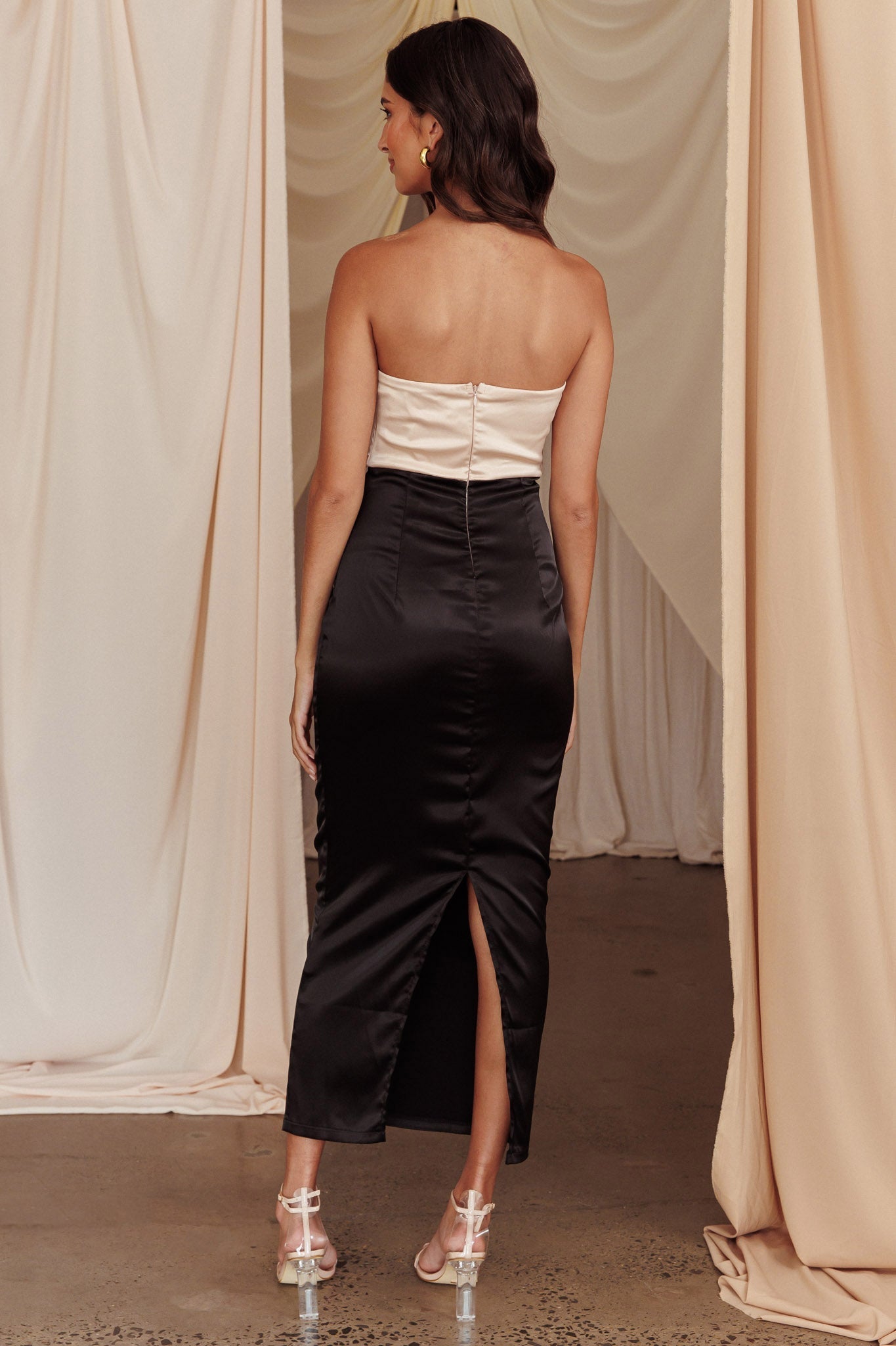 Coquette Bow Bust Midi Dress Blush