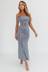 Kailey Off-Shoulder Maxi Dress Spangle Silver