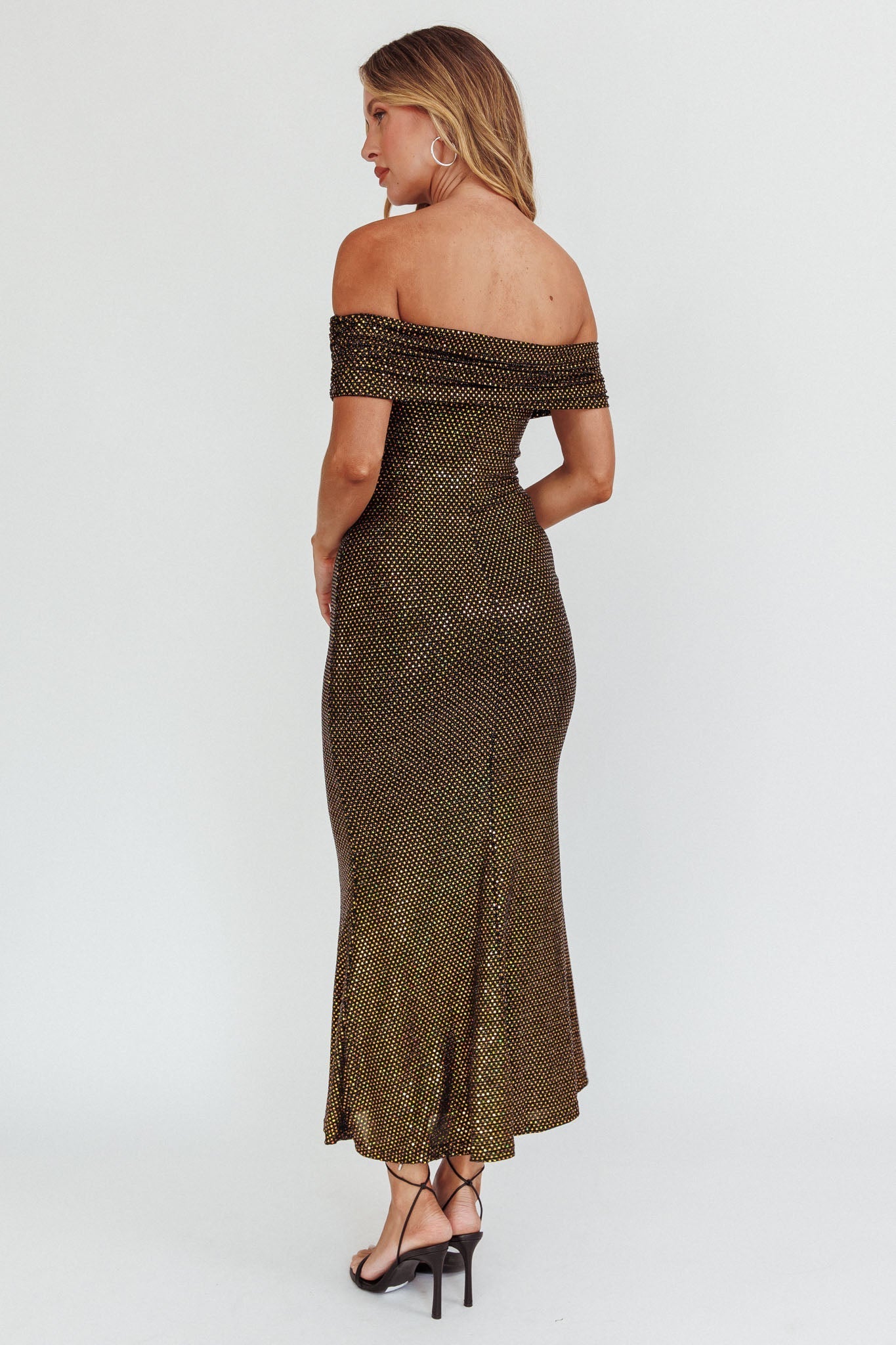 Kailey Off-Shoulder Maxi Dress Spangle Black