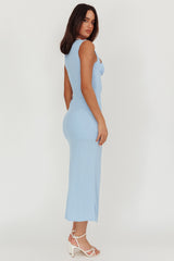 Daleela Asymmetric Neckline Maxi Dress Blue