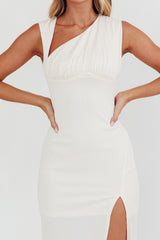 Daleela Asymmetric Neckline Maxi Dress Vanilla