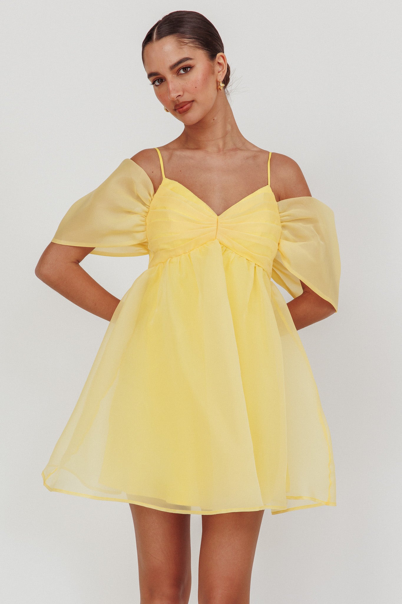 Little Liar Organza Mini Dress Yellow