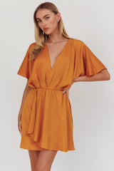 Lunisolar Flutter Sleeve Mini Dress Mustard