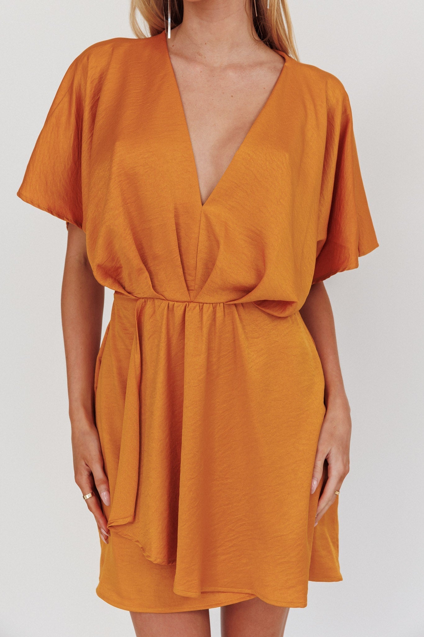 Lunisolar Flutter Sleeve Mini Dress Mustard