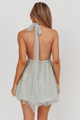 I'm Magnetic Halter Neck Backless Mini Dress Mint Grey