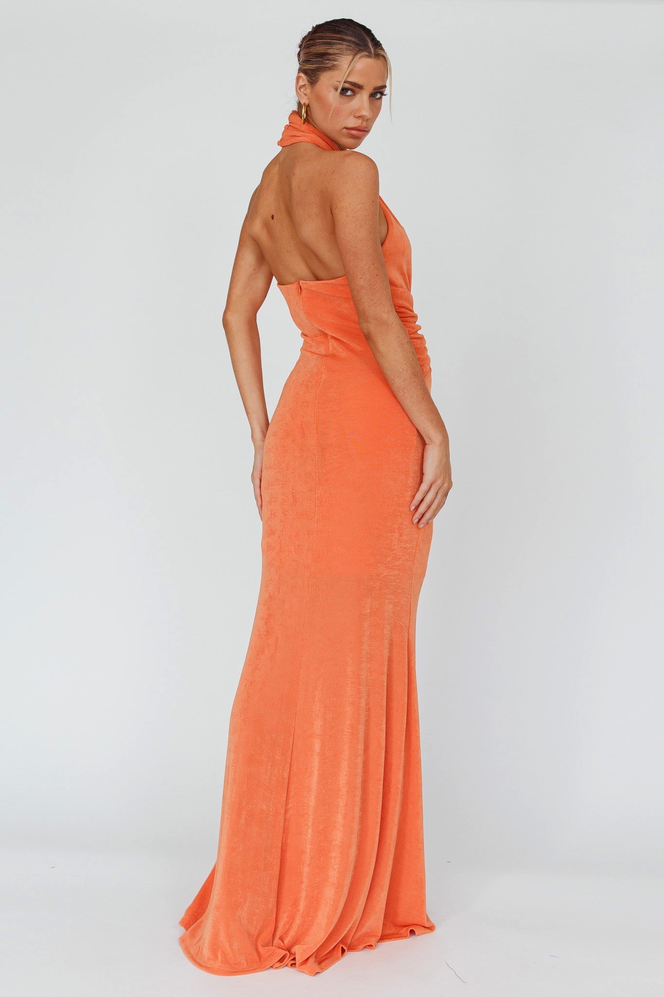Ileana Twist Bodice Maxi Dress Orange