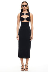 LIONESS After Hours Midi Dress Onyx
