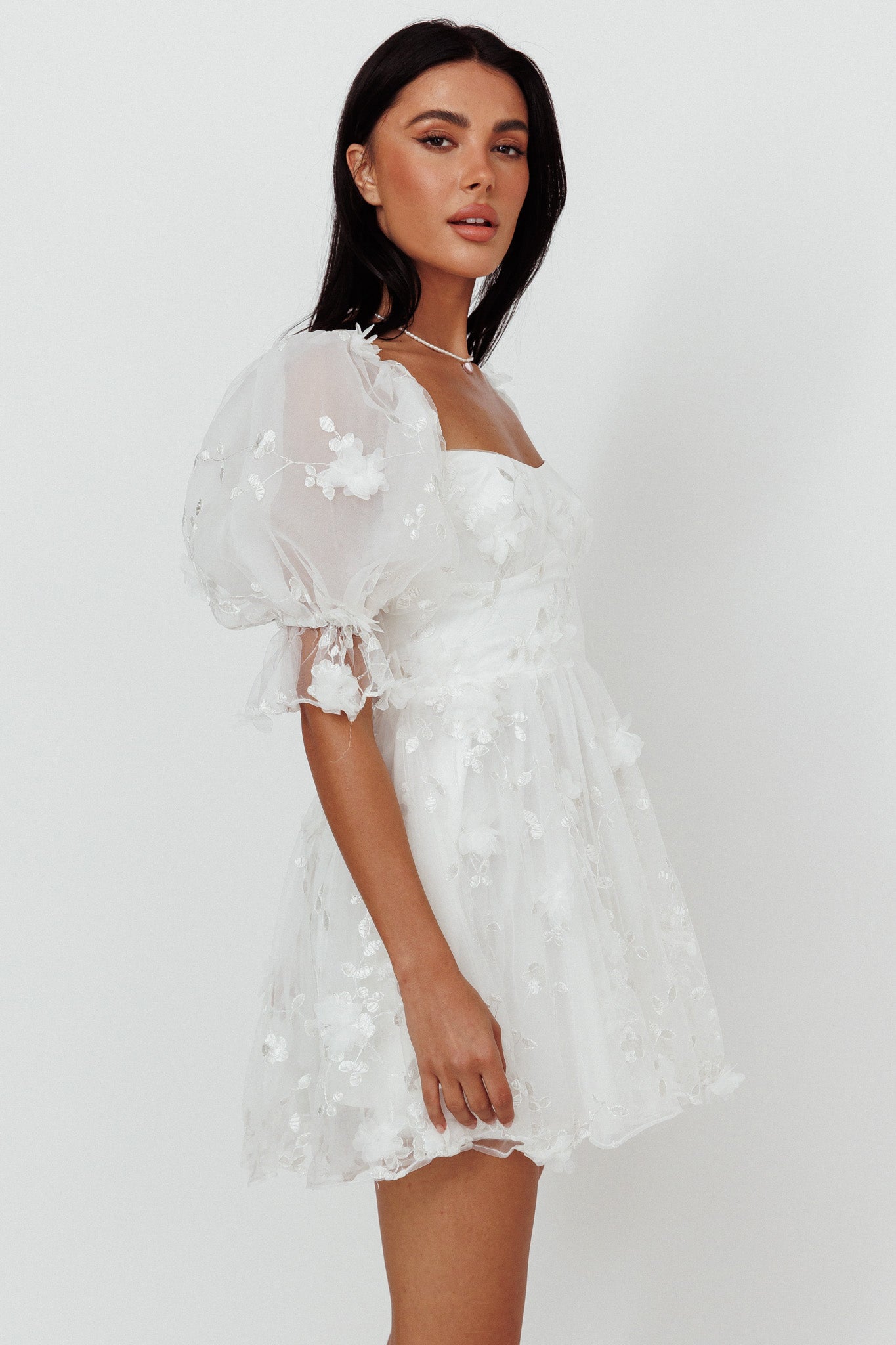 I've Got Sunshine Ruffle Strap Mini Dress Embellished White