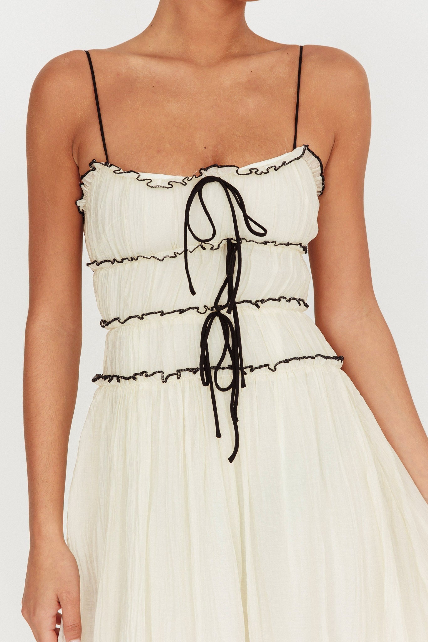 Maidens Tie Accent Maxi Dress Cream