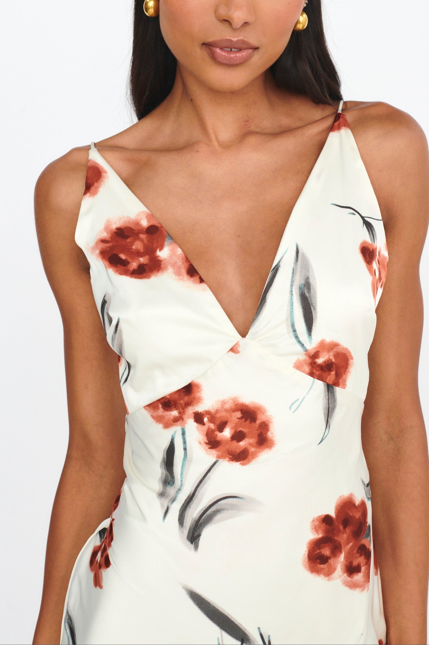 Corinna Tied Waist Split Dress Floral Poppy