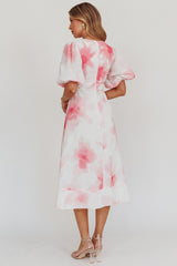 Elias Puff Sleeve Midi Dress Blush