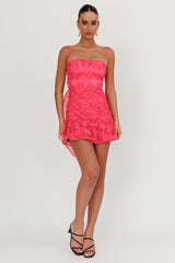 Dori Embellished Mini Dress Palm Tree Pink