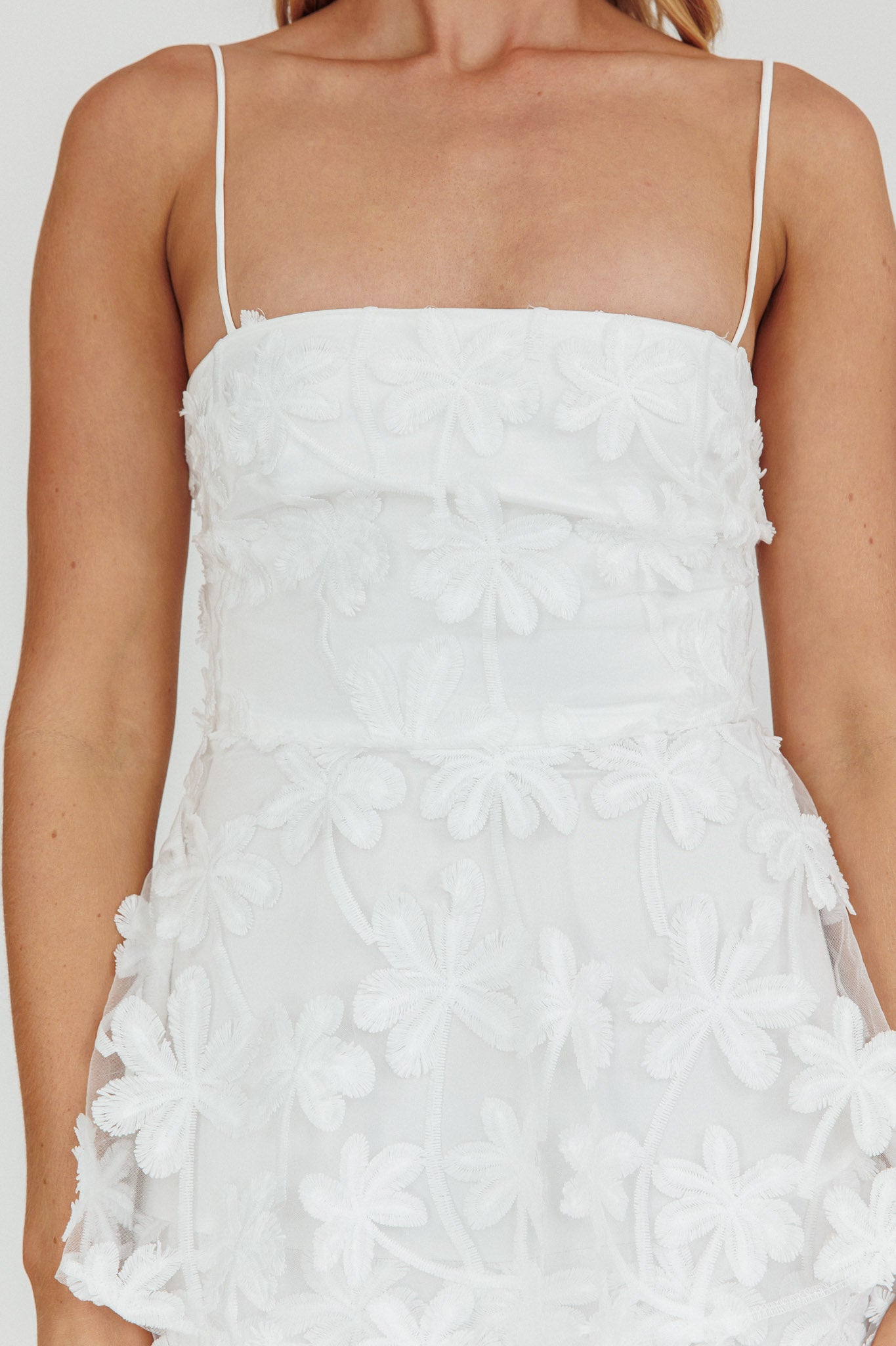 Dori Floral Embellished Maxi Dress White