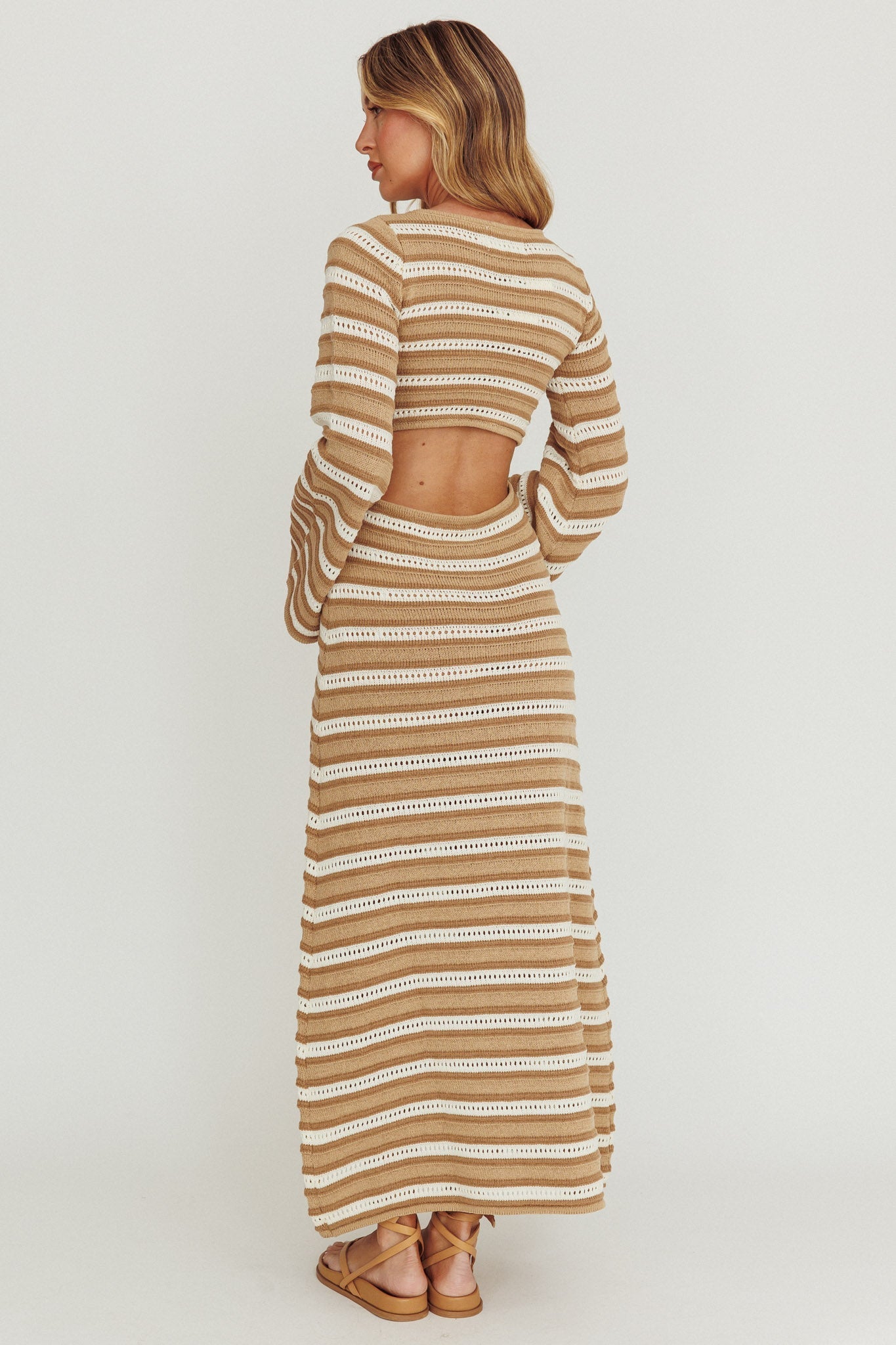 Meredith Long Sleeve Cut-Out Maxi Dress Chocolate
