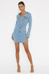 Jazelle Long Sleeve Mini Dress Denim