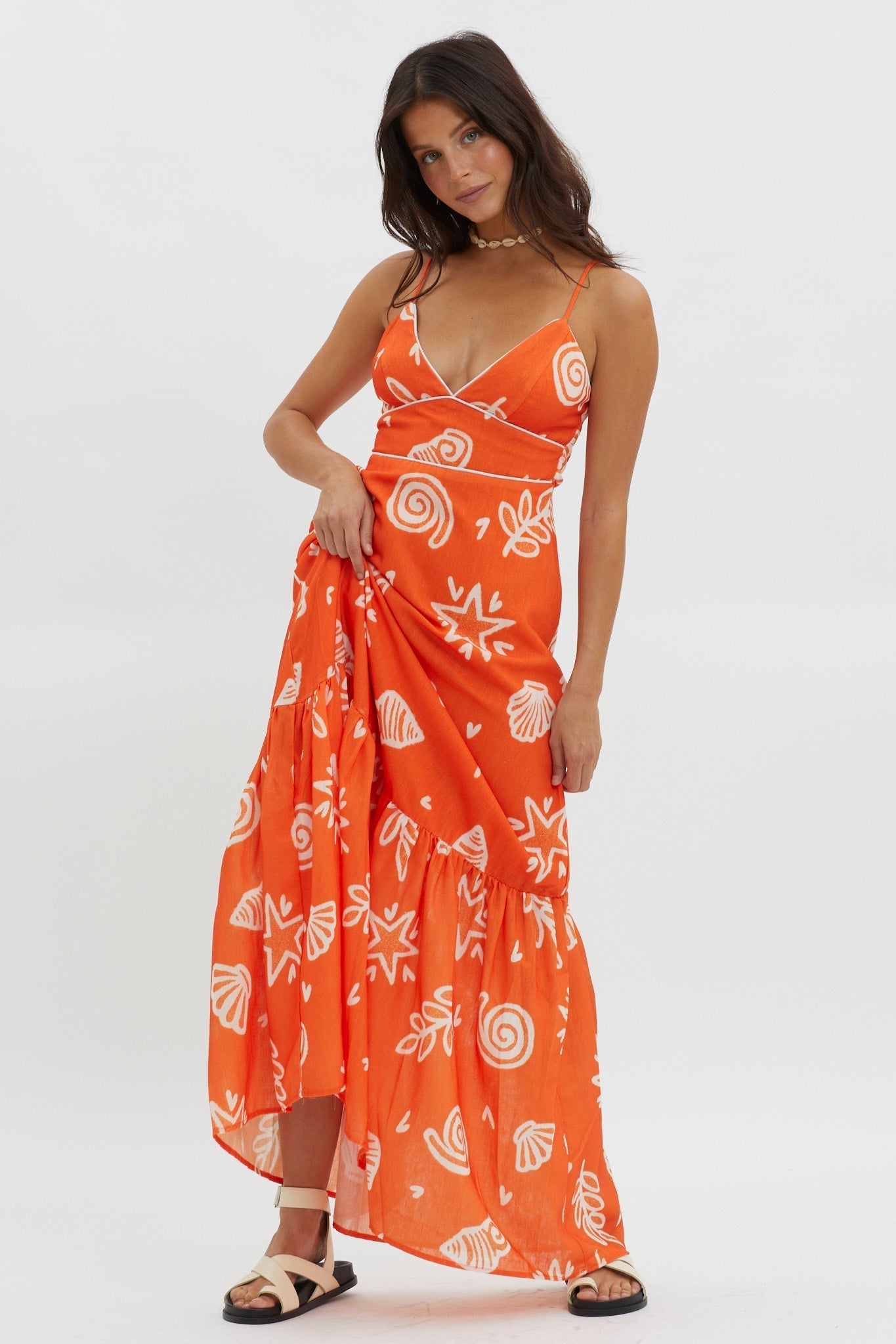 Later Days Cami Strap Maxi Dress Print Red