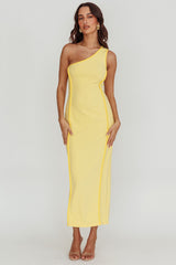 Ivanka One Shoulder Piping Dress Yellow