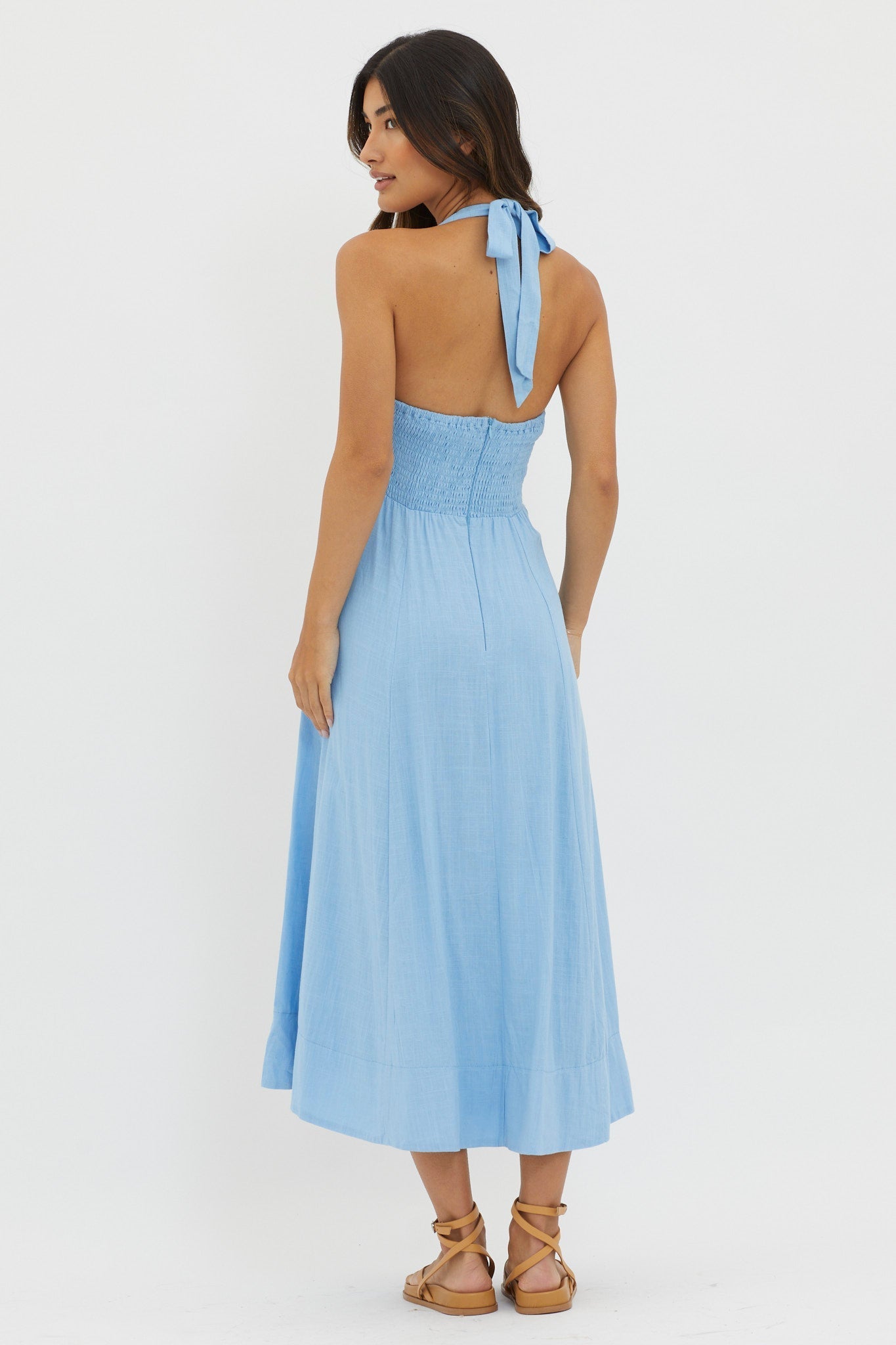 Marybeth Halterneck Midi Dress Blue