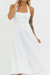Marybeth Halterneck Midi Dress White