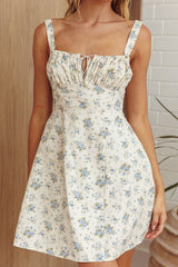 Lori Tied Bust Mini Dress Floral Blue