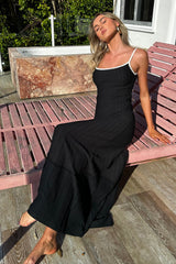 Interstellar Contrast Knit Maxi Dress Black