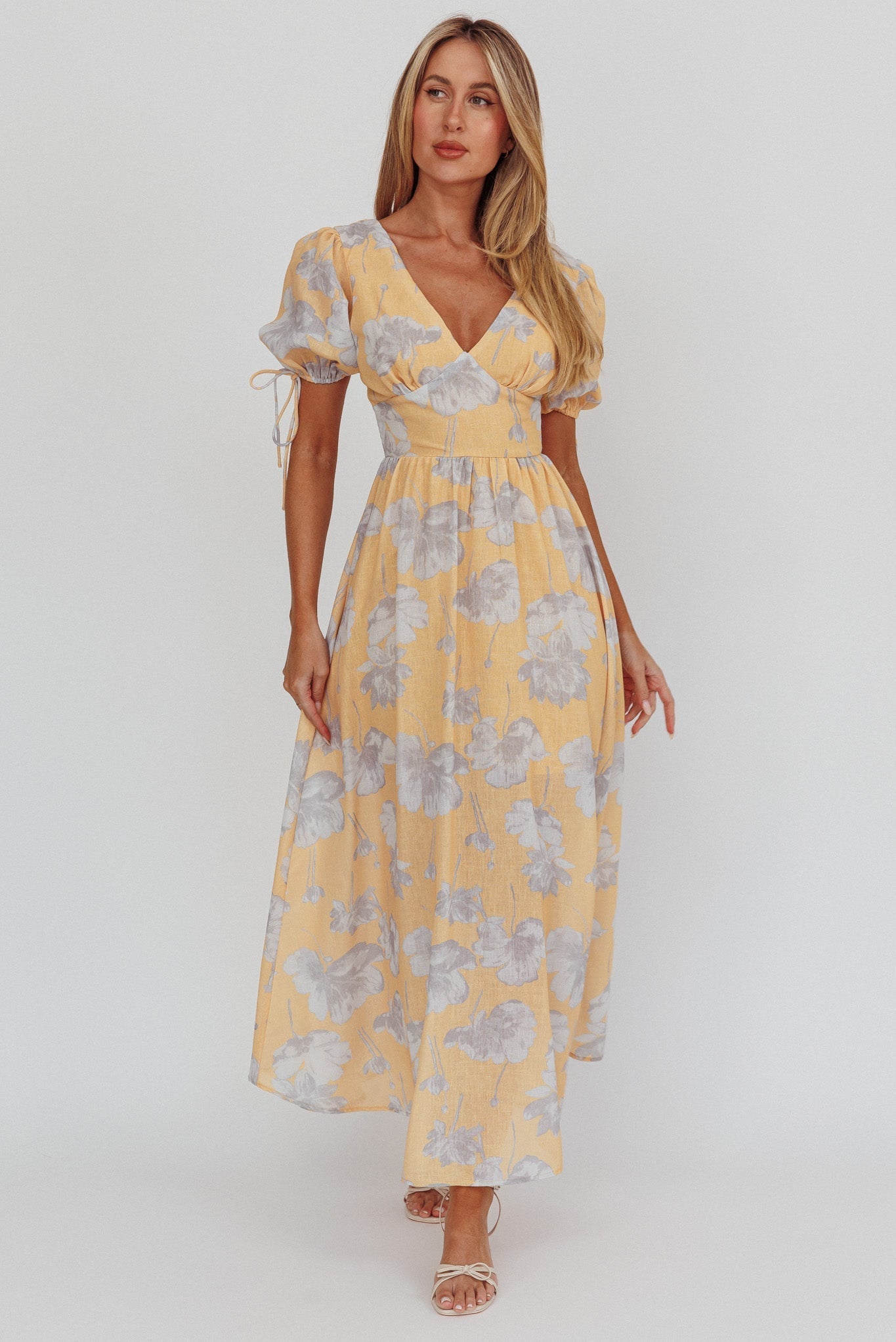 Loveberry Puff Sleeve A-Line Maxi Dress Pumpkin