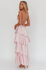 Auguste Tiered Frill Strappy Back Dress Blush