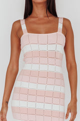 Chase The Sunrise Knit Midi Dress Striped Pink