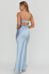 Kona Strapless Open Back Maxi Dress Blue