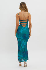 Lennox Elastic Back Bodycon Dress Floral Green