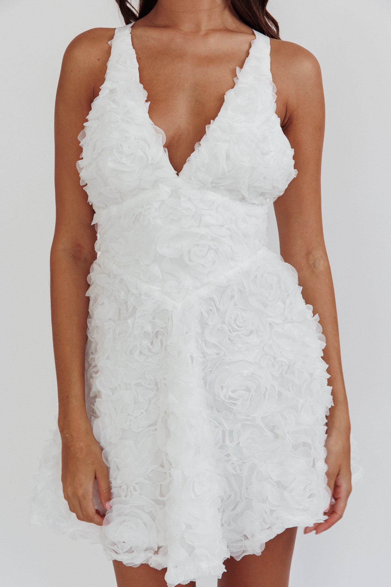 Lavalle Criss-Cross Embellished Mini Dress White