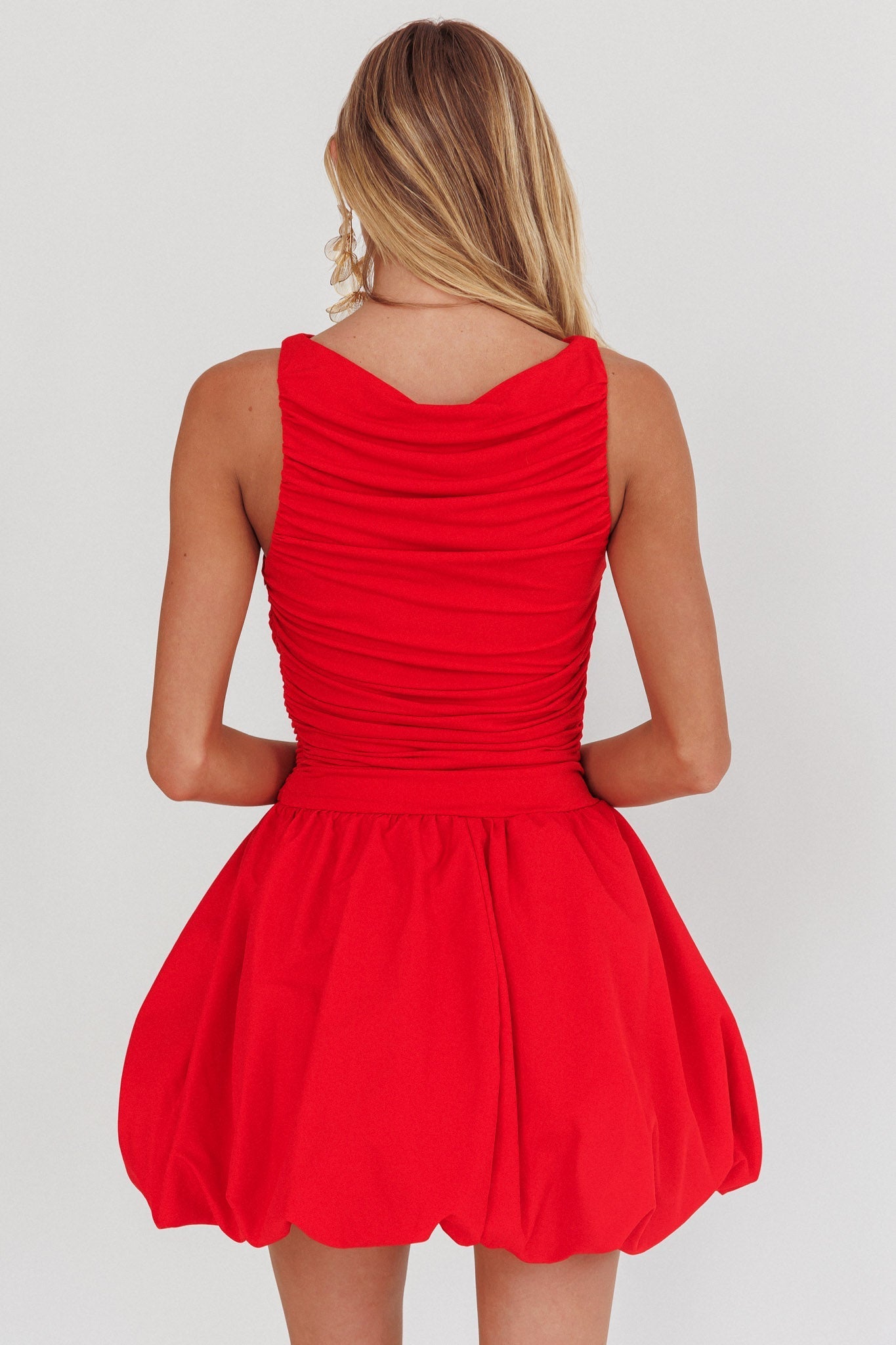 Dalayla Sleeveless Balloon Skirt Mini Dress Red