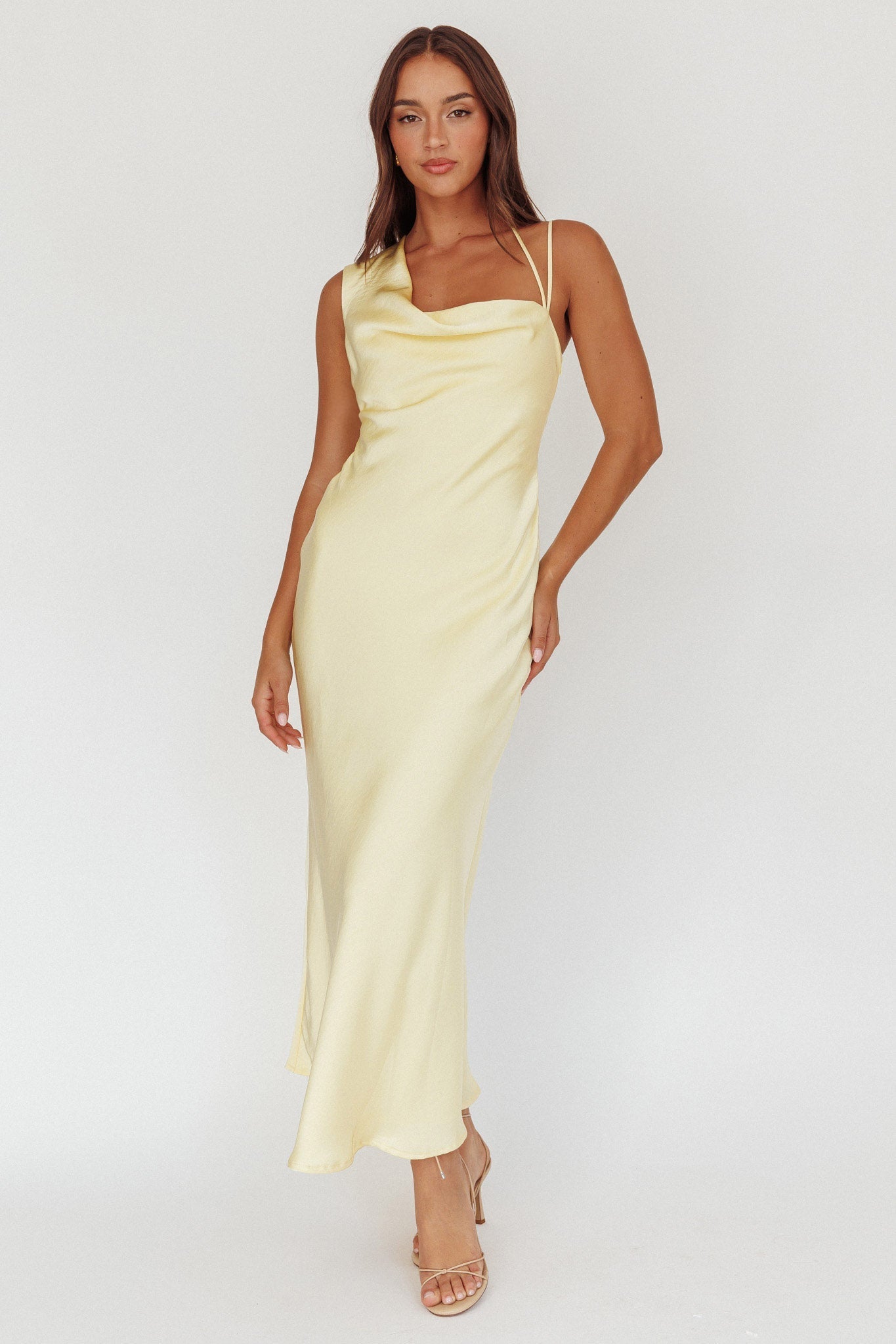 Eros Asymmetric Cowl Neck Maxi Dress Butter