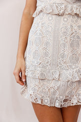 Dannah Ruffle Trim Lace Overlay Dress Mauve