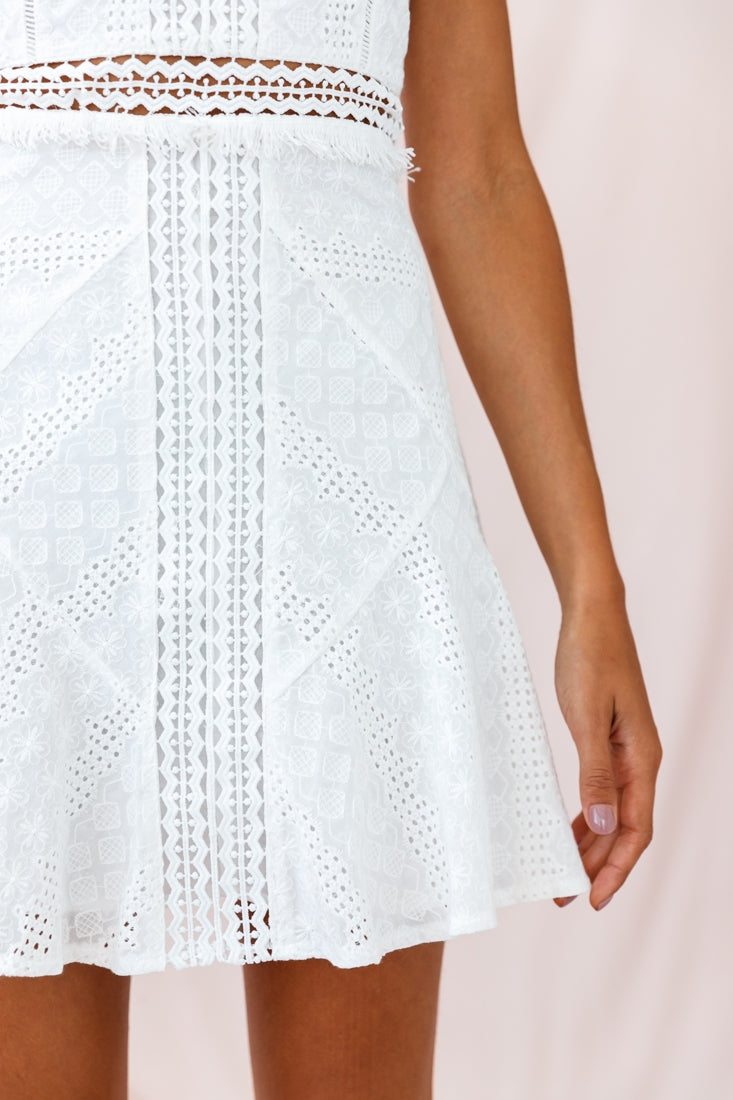 Eugenie Cami Strap Embellished Sun Dress White
