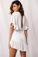 Esme V-Neckline Drawstring Waist Dress Nude